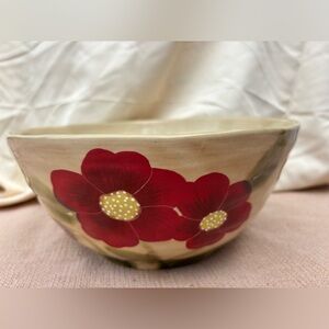 Ambiance Red Floral Ceramic Serving Bowl